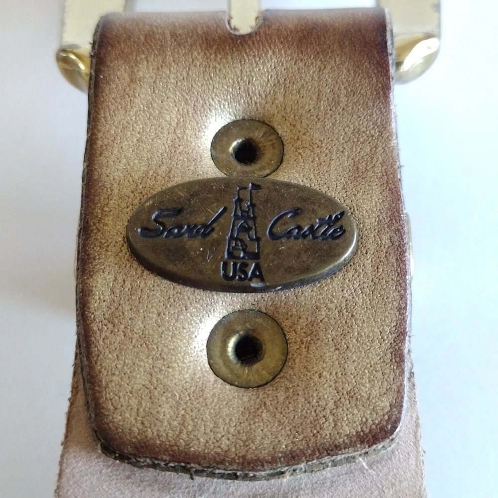 Sand Castle USA Metallic Leathers Solid Brass Buckle Mesh Belt Vintage